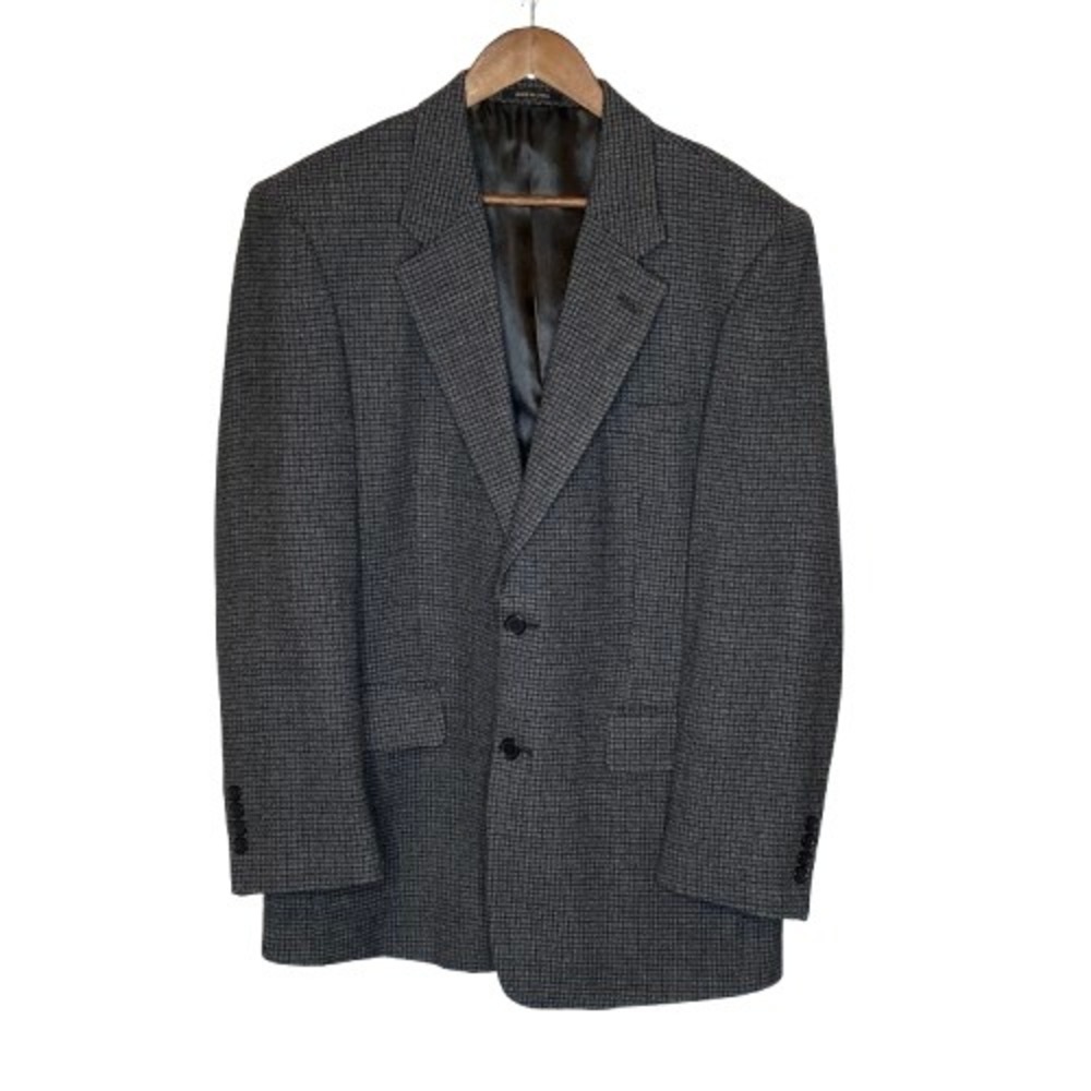 Vintage Woolrich Mens Wool Tweed Sport Coat 42R Gray Black Check Preppy Academia